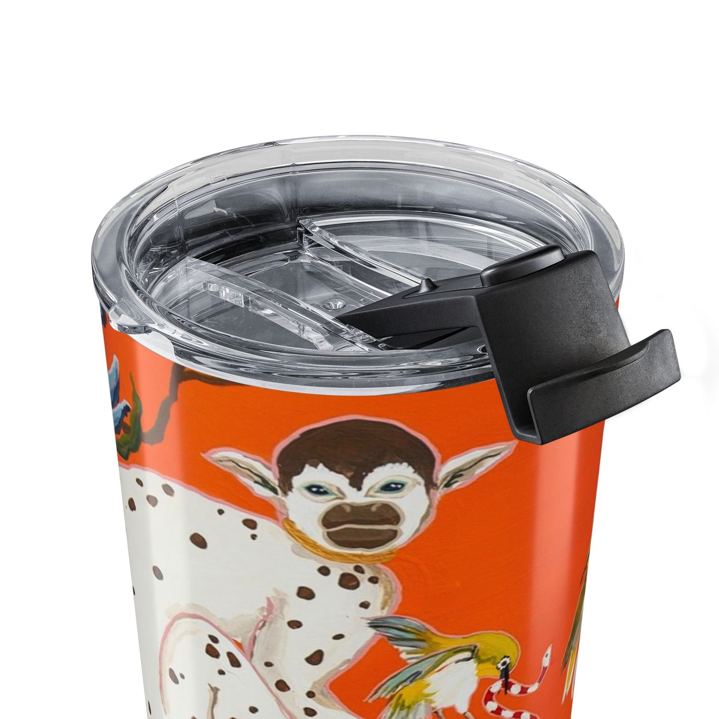 Tumbler 20oz - Monkeys on Orange with Blue Flowers