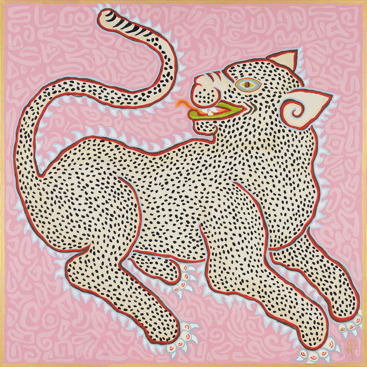 Ancient Leopard on Pink-Fine Art Print - Fine Art Print