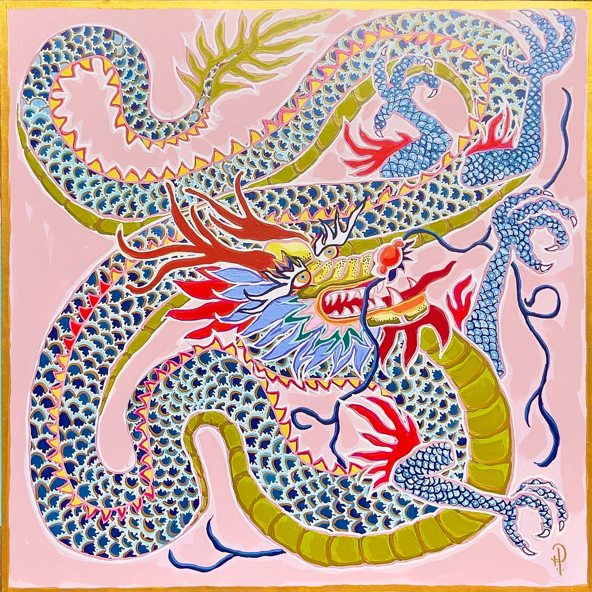 Dragon Colorful on Pink - Fine Art Print
