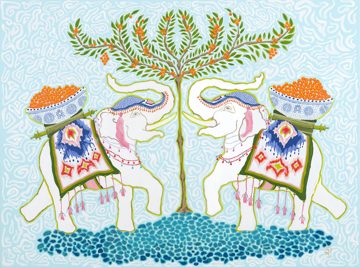 Elephants Happy Tree-Fine Art Print - Fine Art Print