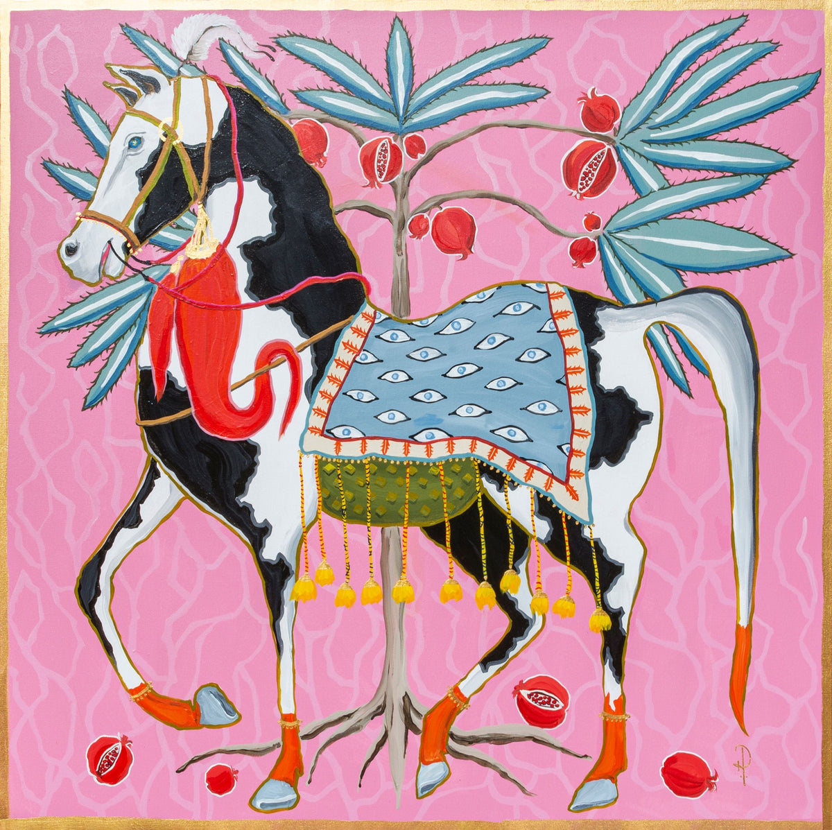 Horse on Pink with Evil Eye Blanket - Fine Art Print