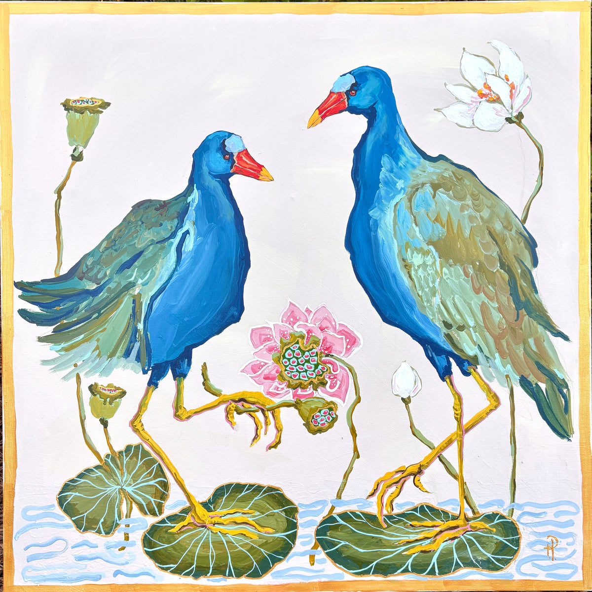Purple Gallinules on Lily Pads - Fine Art Print
