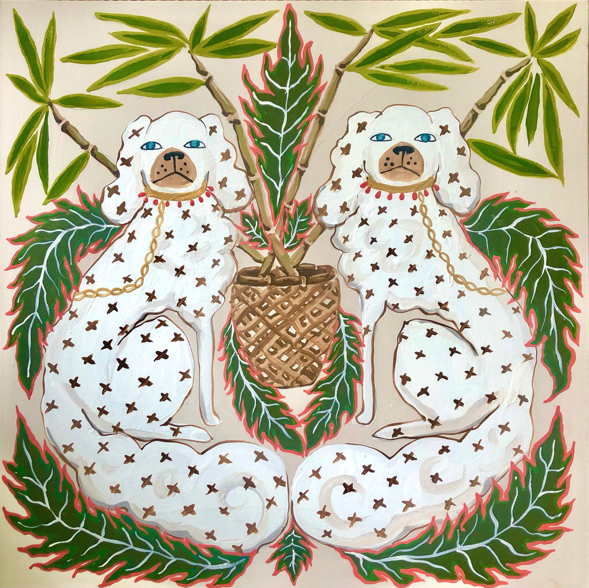 Staffordshire Dogs Bamboo Beige - Fine Art Print