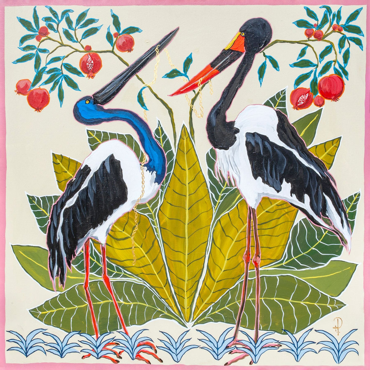 Storks with Pomegranates - Fine Art Print