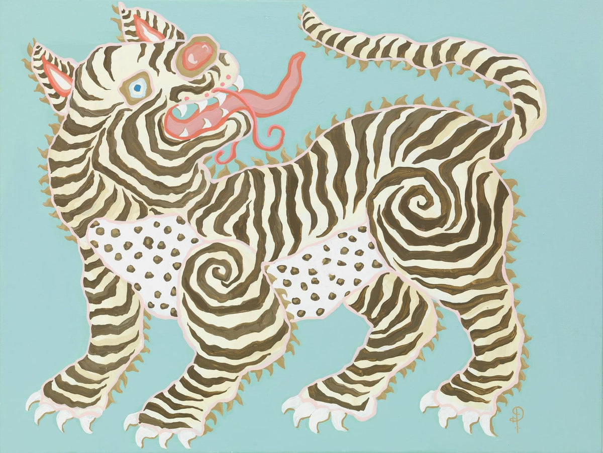 Tibetan Tiger on Blue-Fine Art Print - Fine Art Print