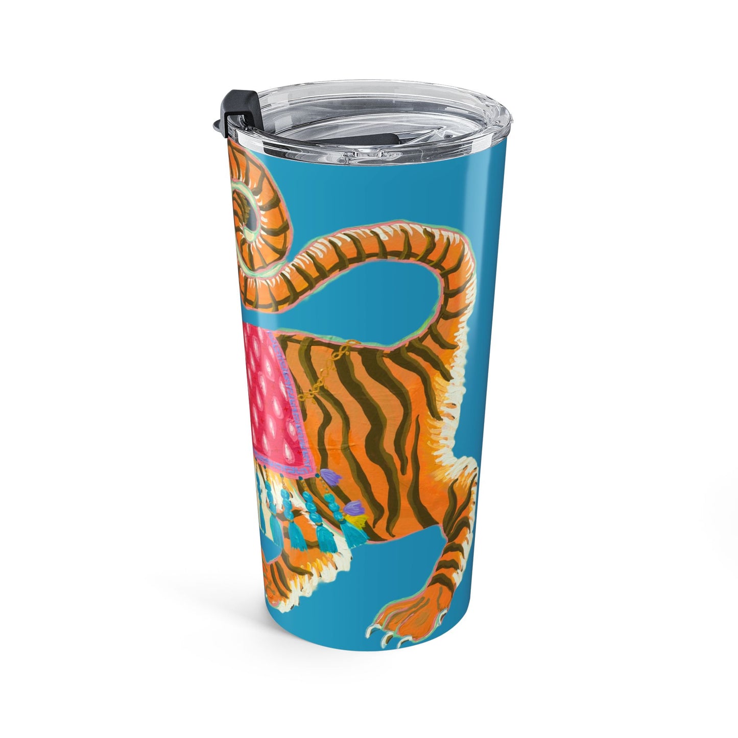 Tumbler 20oz - Adorned Tiger Rearing Turquoise