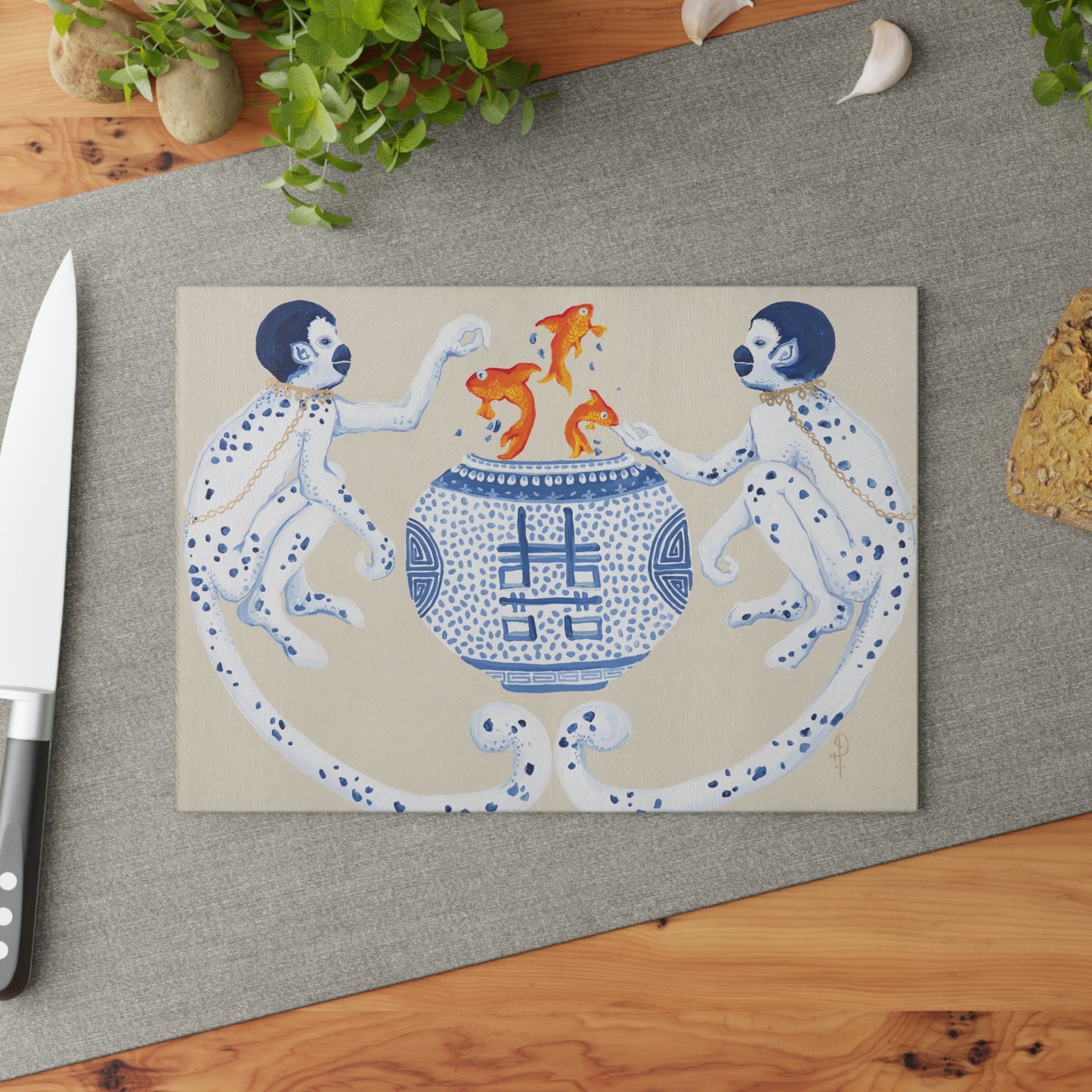 Monkey Business -  Glass Cutting Board