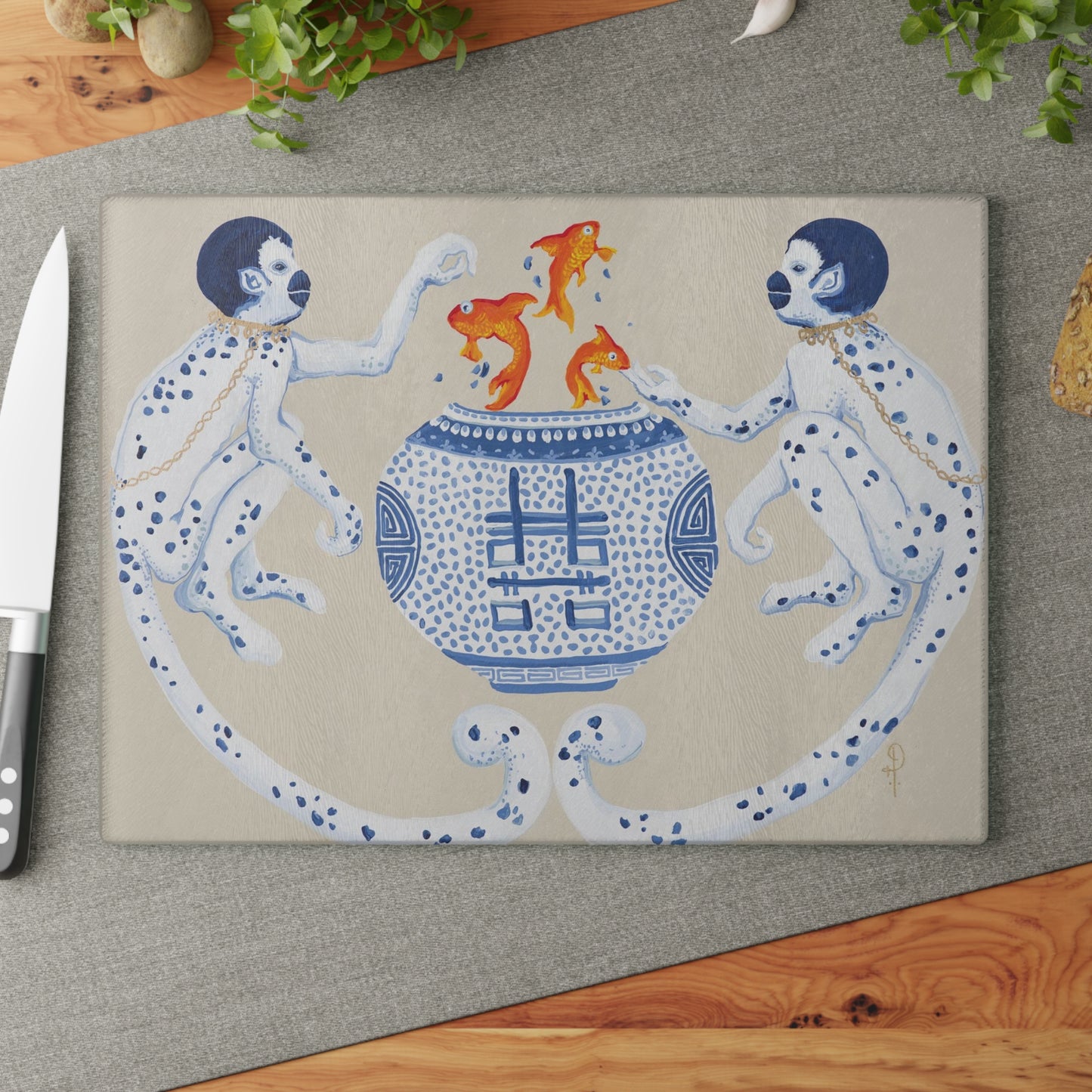 Monkey Business -  Glass Cutting Board