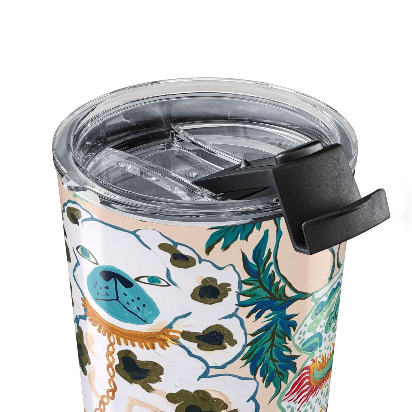 Tumbler 20oz - Staffordshire Dogs Turquoise Teal with Dragon Vase
