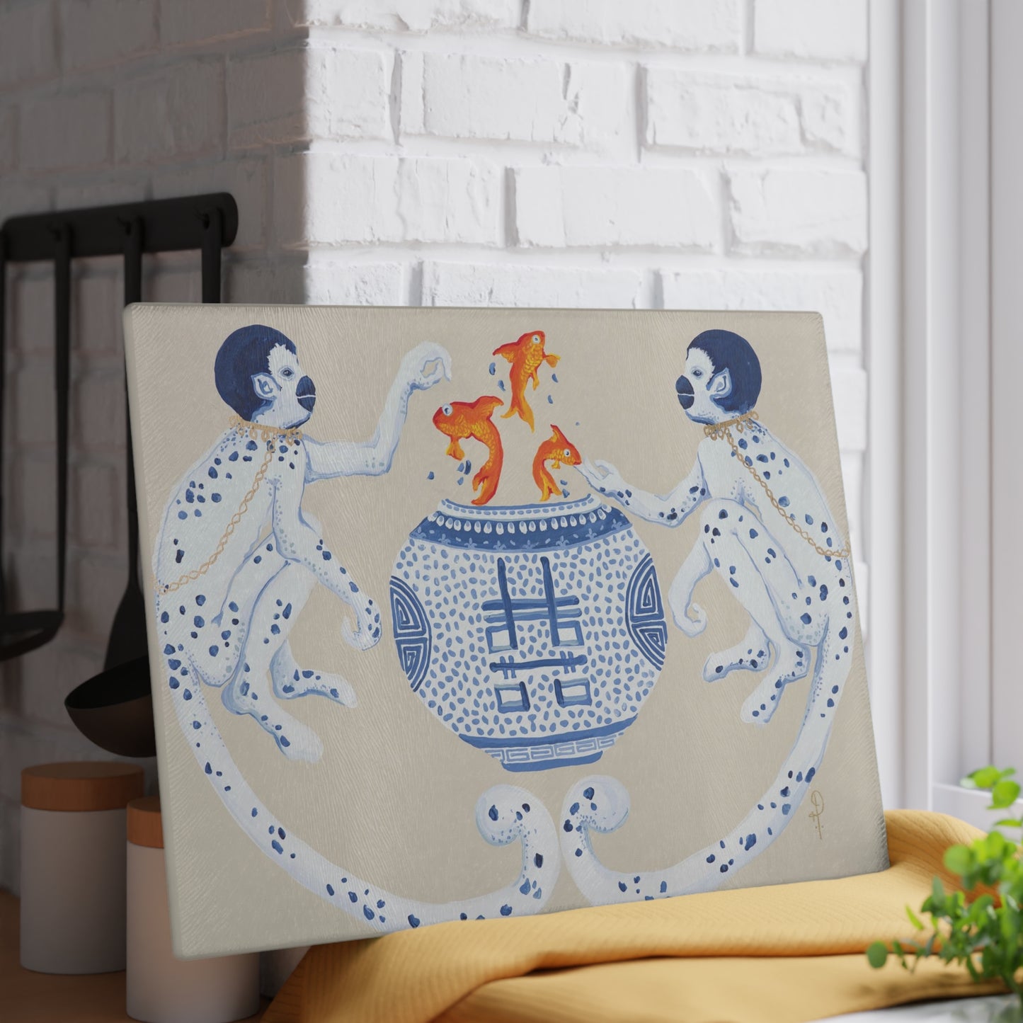 Monkey Business -  Glass Cutting Board