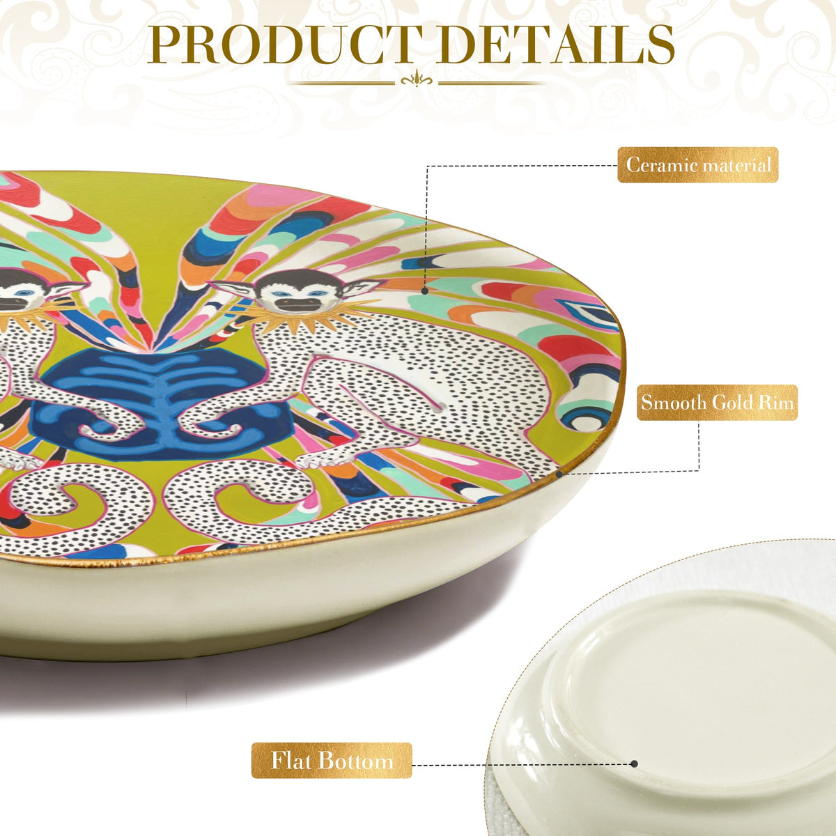 MONKEYS on Green PUCCI INSPIRED Wavy Round Jewelry Dish