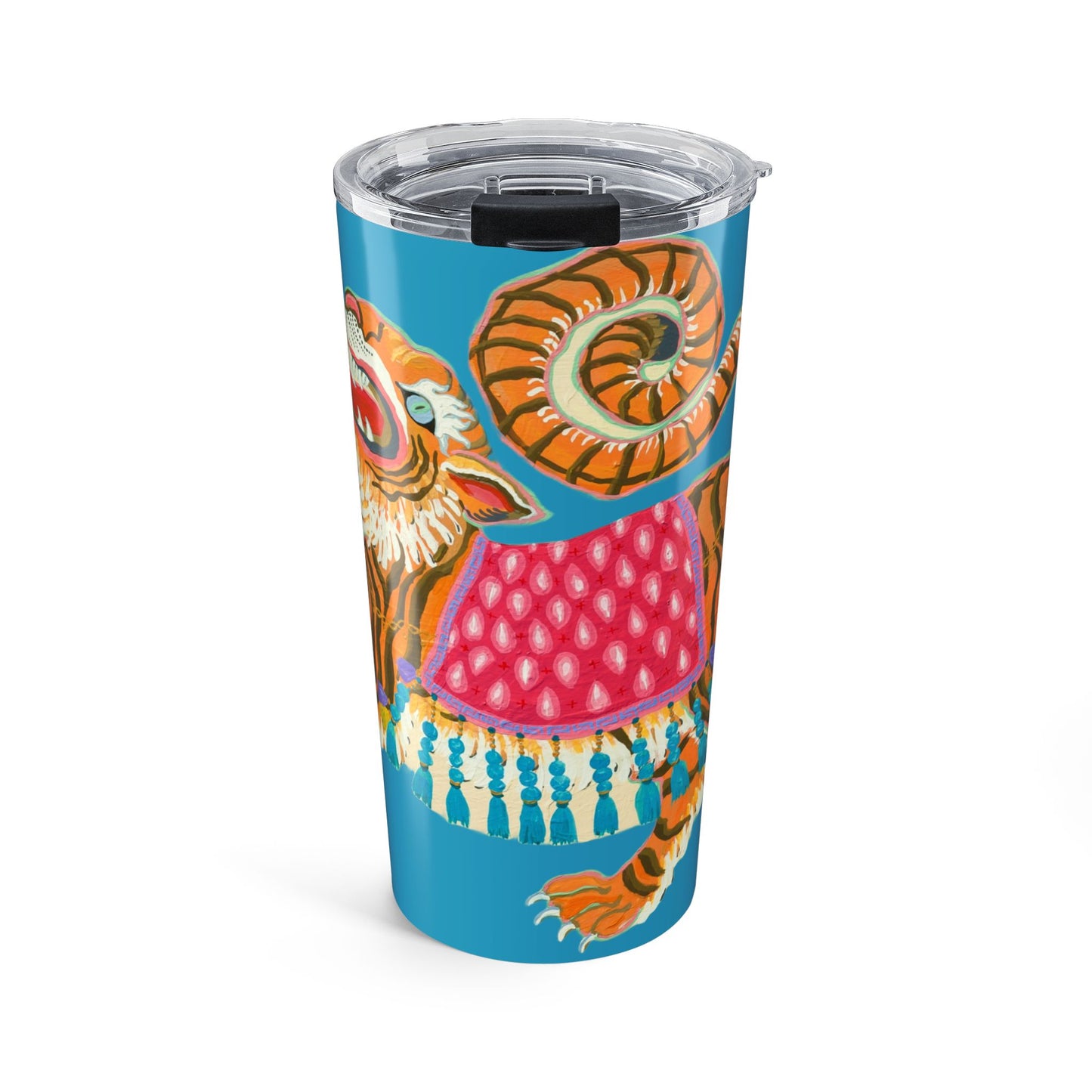 Tumbler 20oz - Adorned Tiger Rearing Turquoise