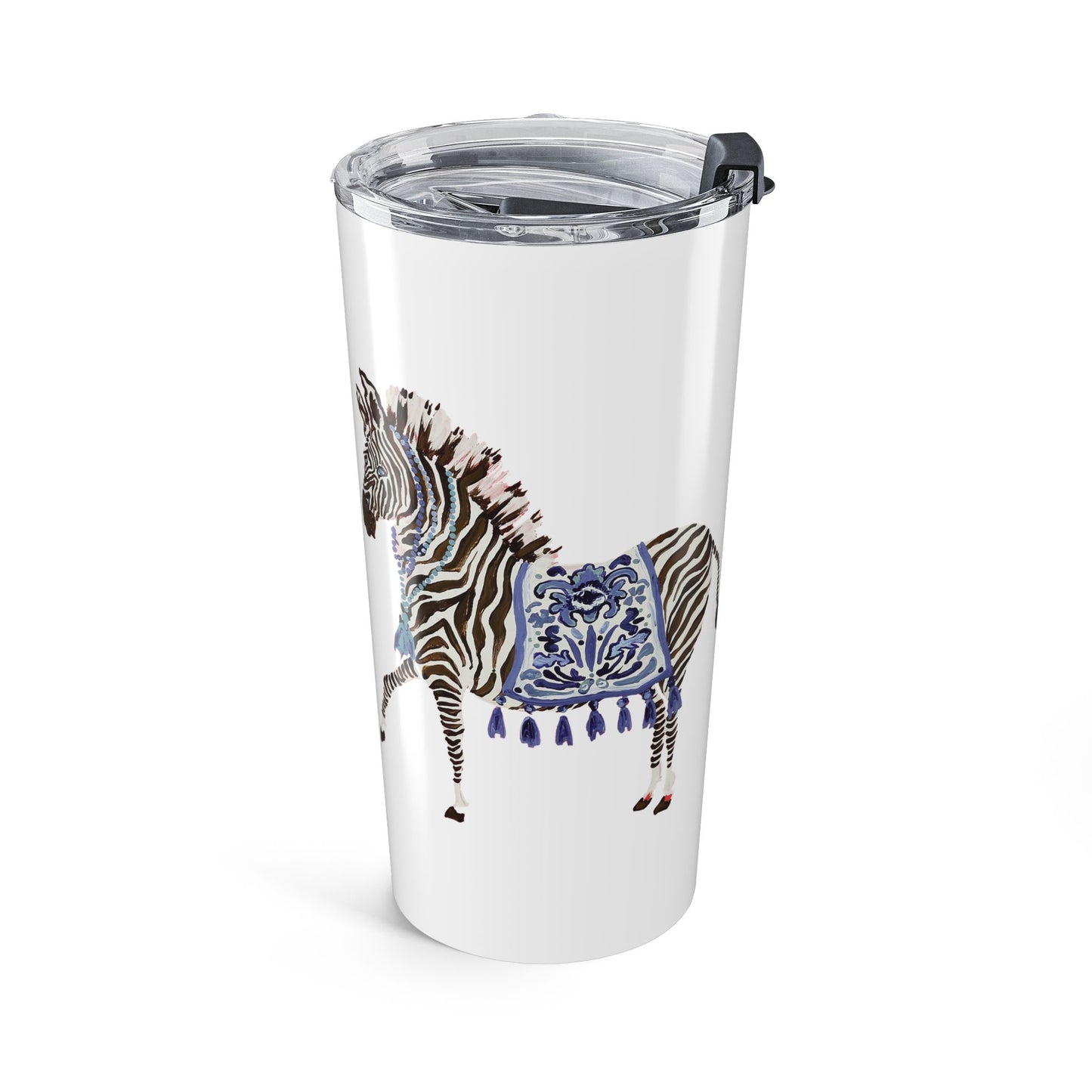 Tumbler 20oz - Brown Zebra Blue and White Blanket