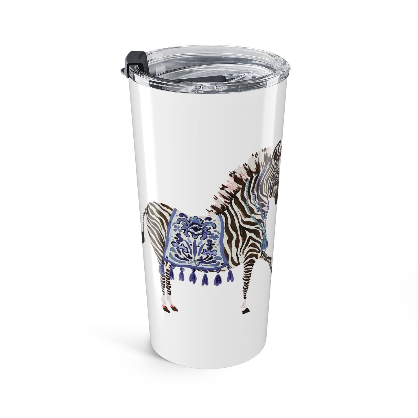 Tumbler 20oz - Brown Zebra Blue and White Blanket