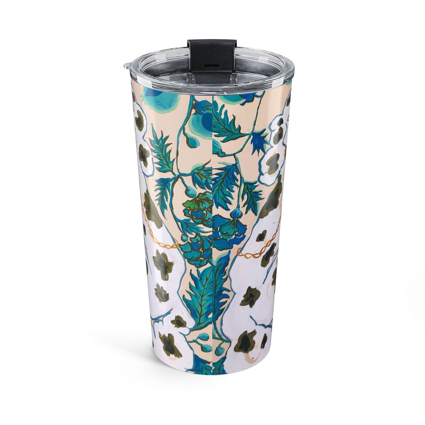 Tumbler 20oz - Staffordshire Dogs Turquoise Teal with Dragon Vase
