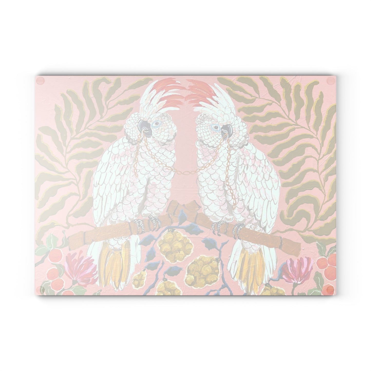 Cockatoo Pair Glass Cutting Board