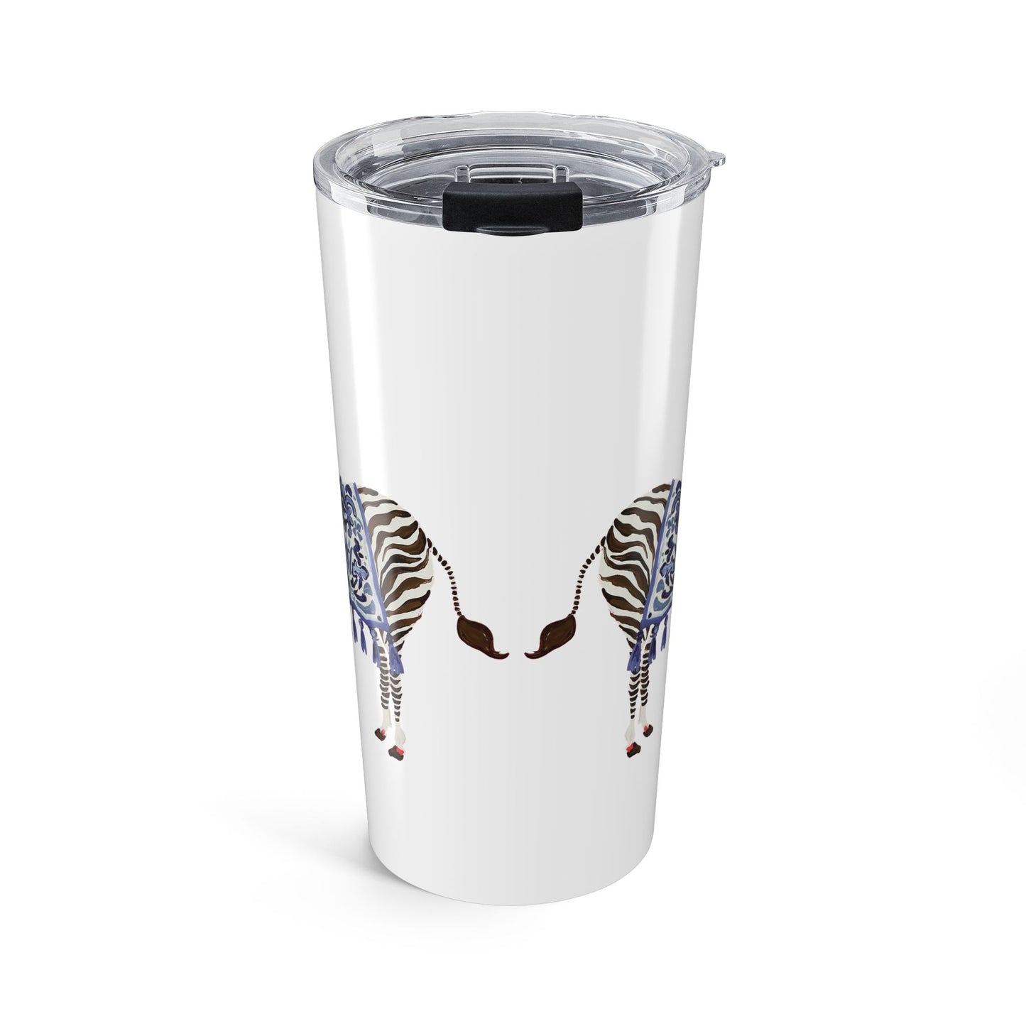 Tumbler 20oz - Brown Zebra Blue and White Blanket