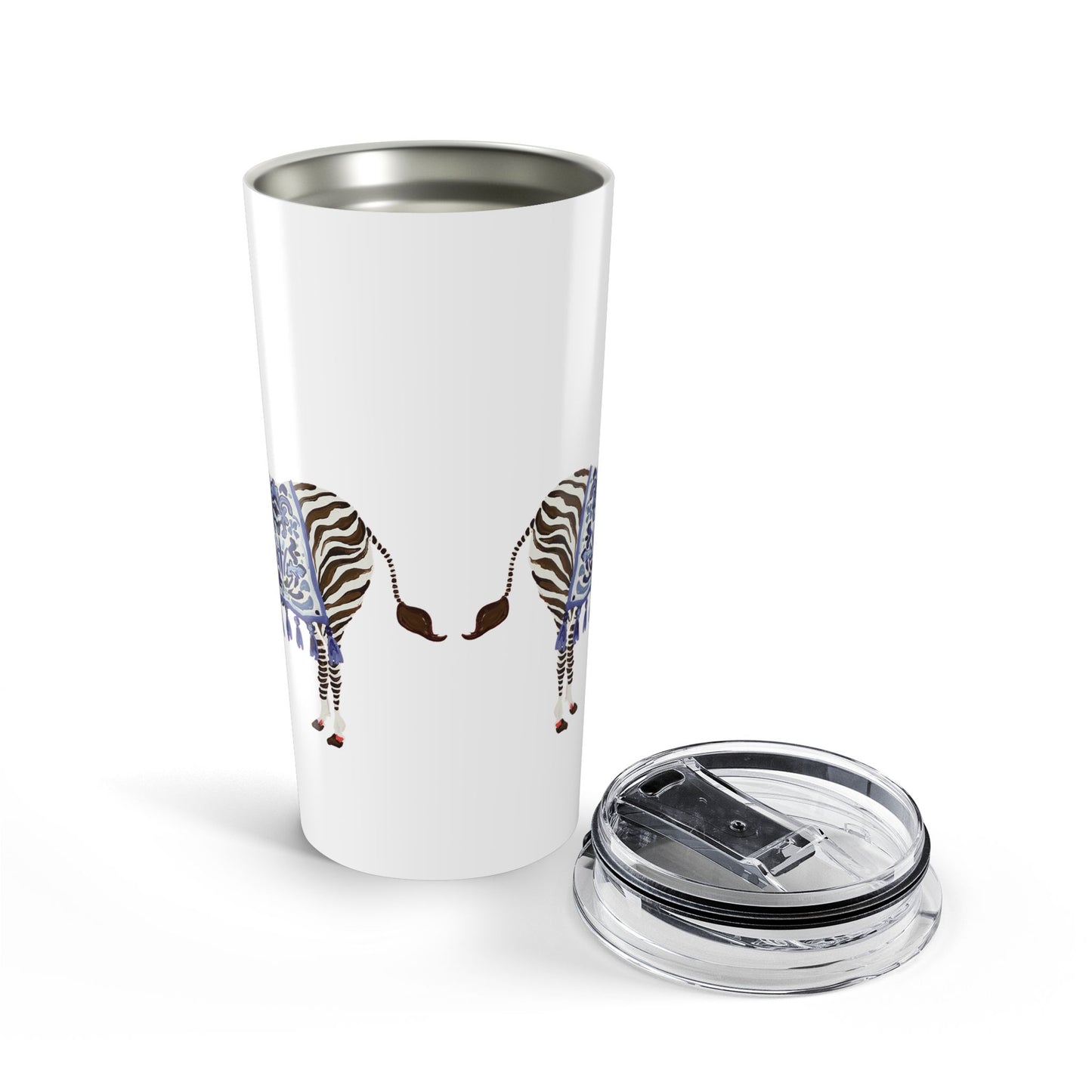 Tumbler 20oz - Brown Zebra Blue and White Blanket