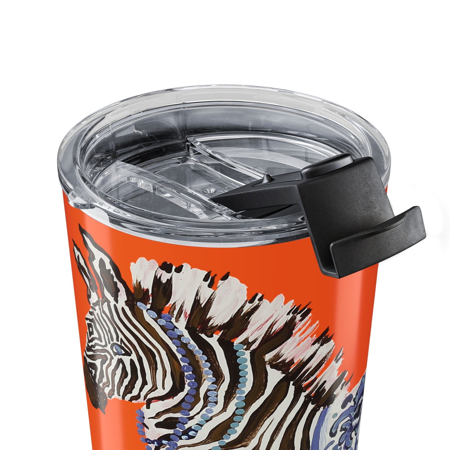 Tumbler 20oz - Brown Zebra Blue and White Blanket on Orange