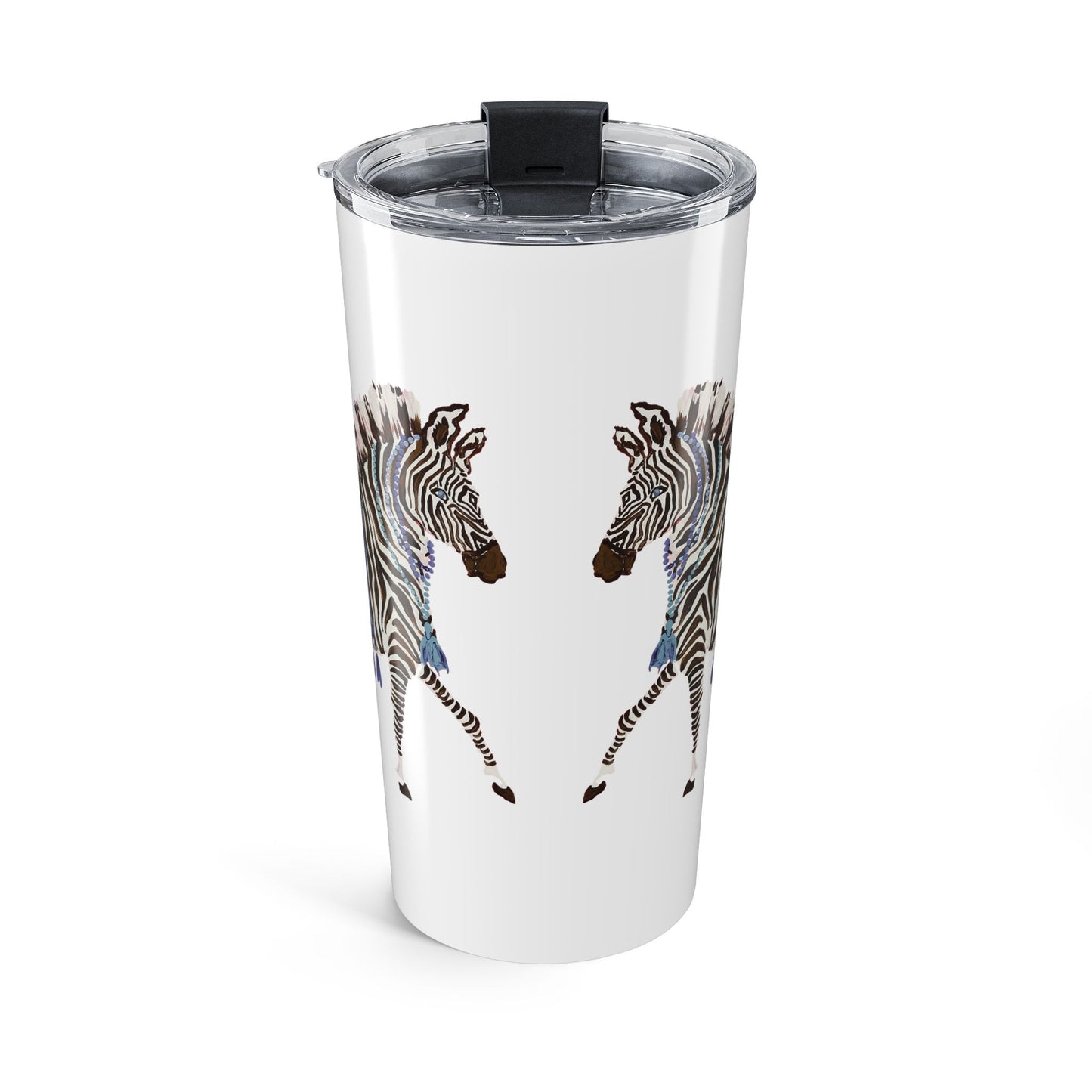 Tumbler 20oz - Brown Zebra Blue and White Blanket