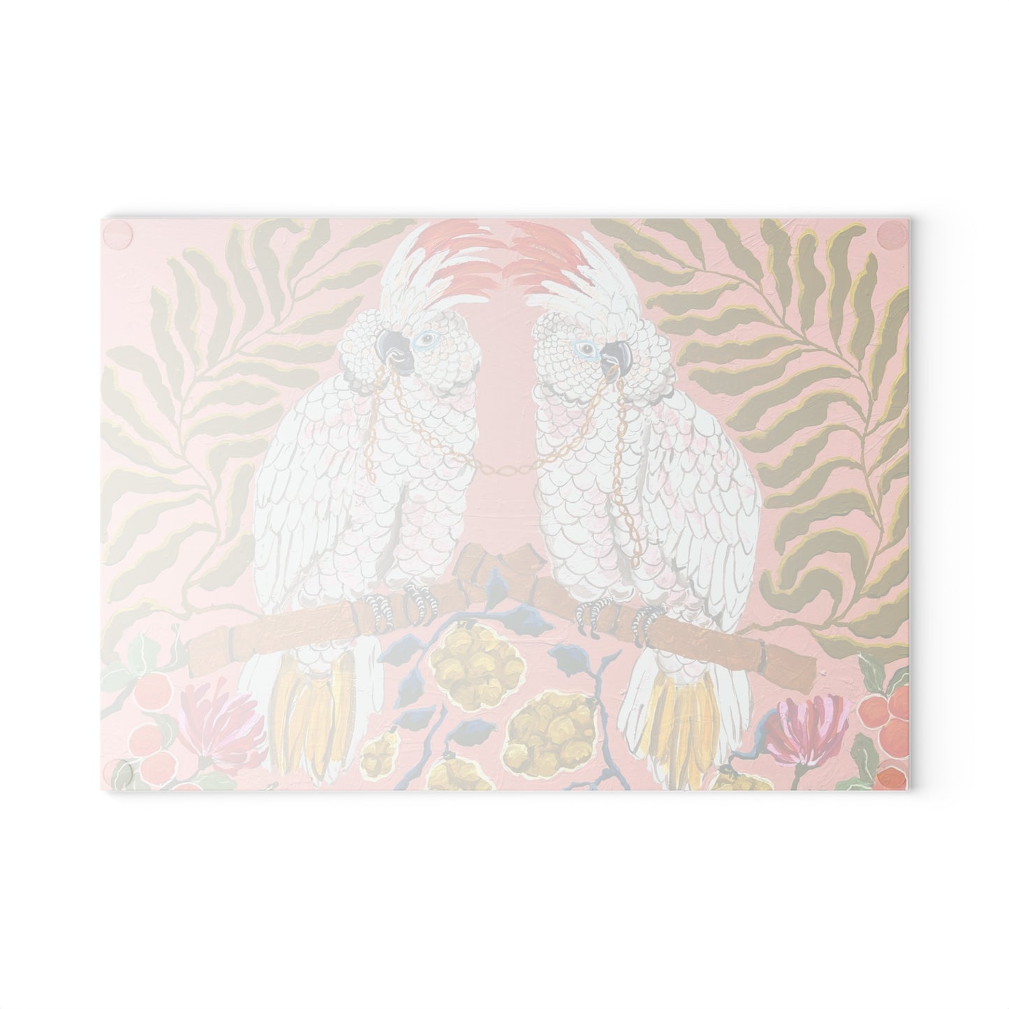 Cockatoo Pair Glass Cutting Board