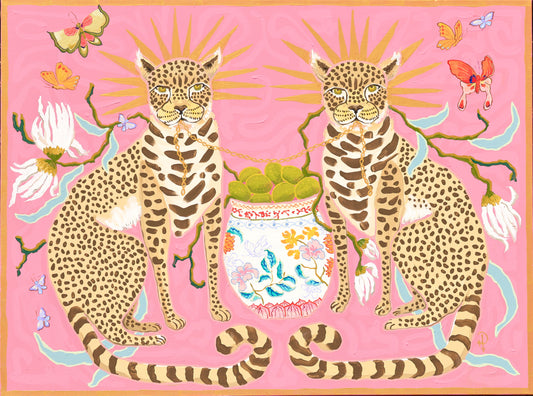Radiant Cheetahs with Butterflies-Fine Art Print