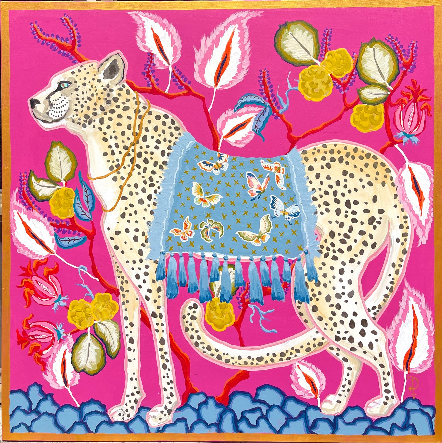 Cheetah on Deep Pink, Butterfly Blanket