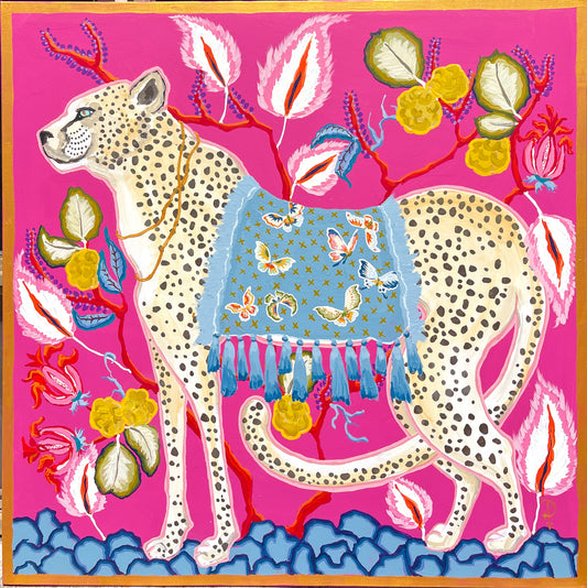 Cheetah on Deep Pink, Butterfly Blanket
