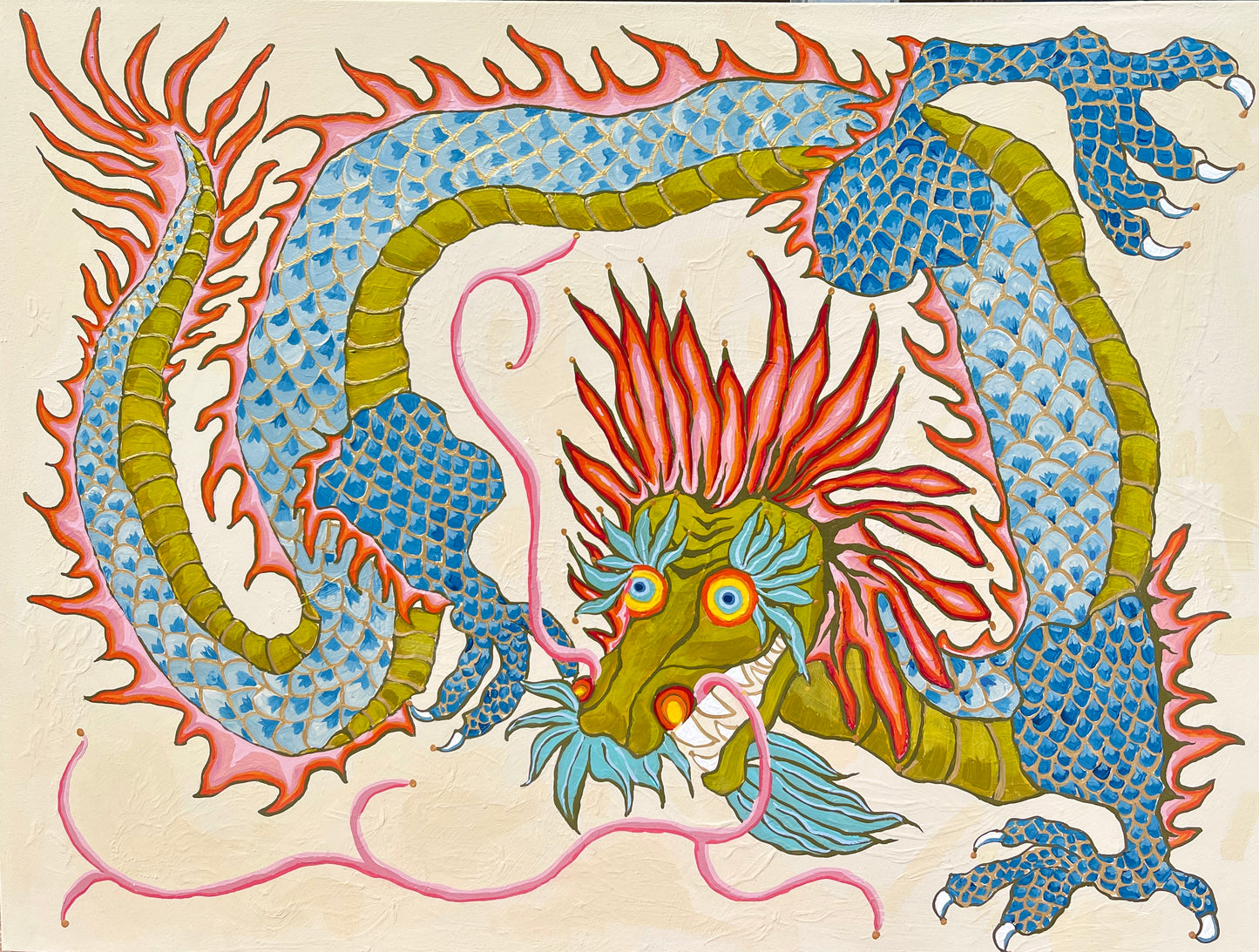 Dragon in Pinks and Blues-Fine Art Print