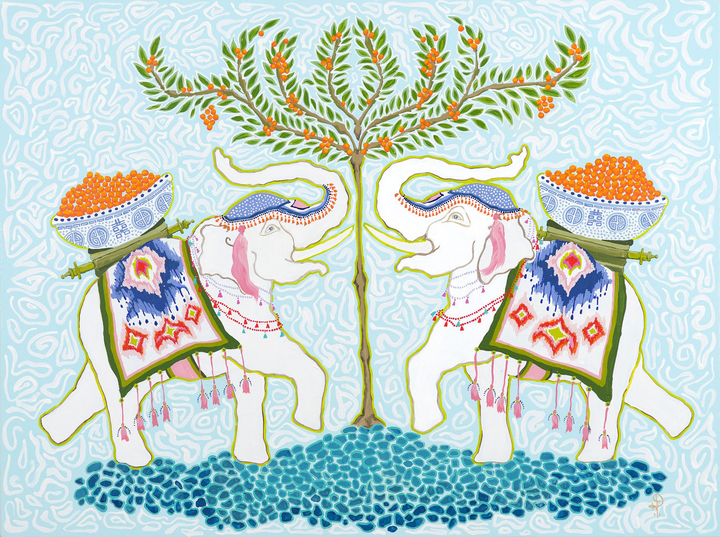 Elephants Happy Tree-Fine Art Print