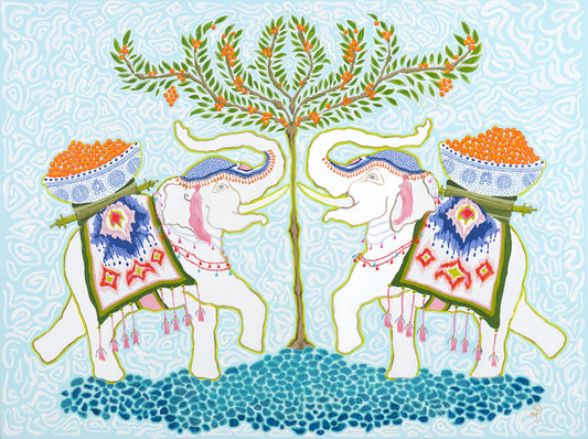 Elephants Happy Tree-Fine Art Print