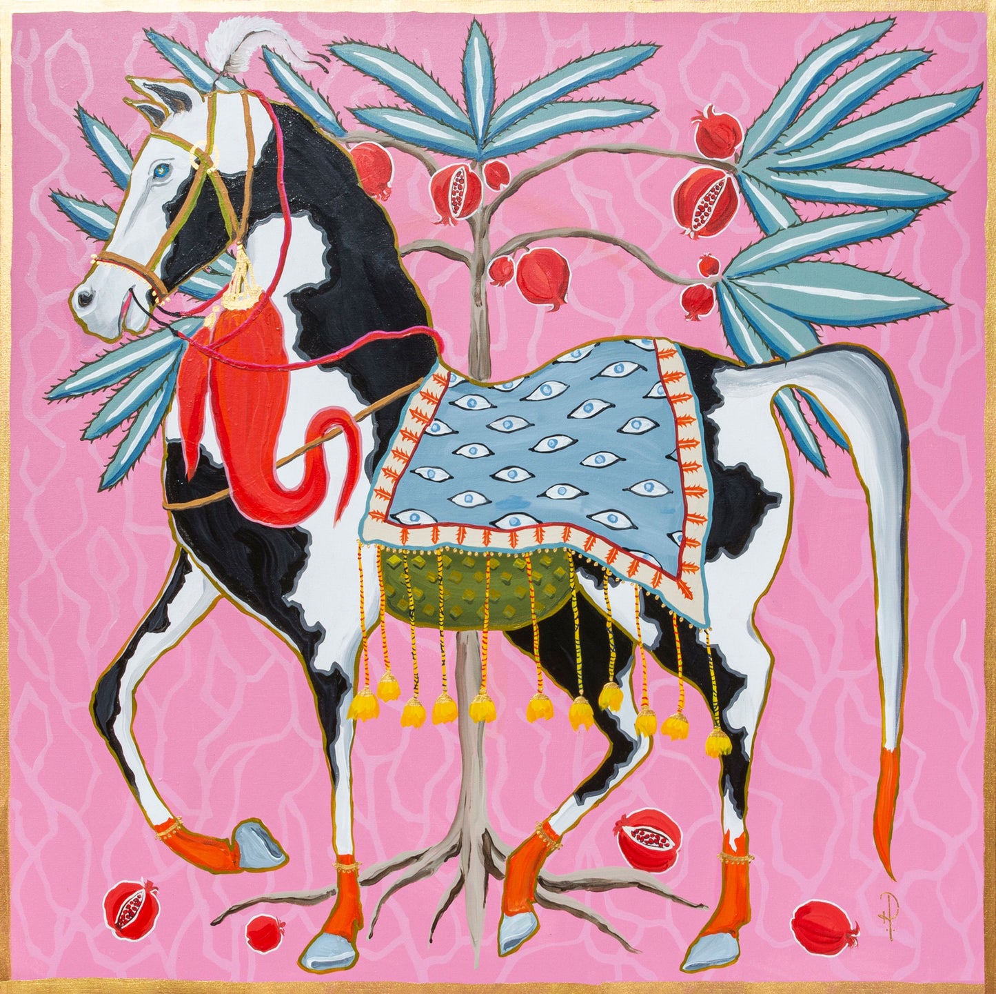 Horse on Pink with Evil Eye Blanket