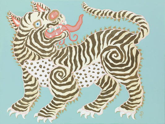 Tibetan Tiger on Blue-Fine Art Print