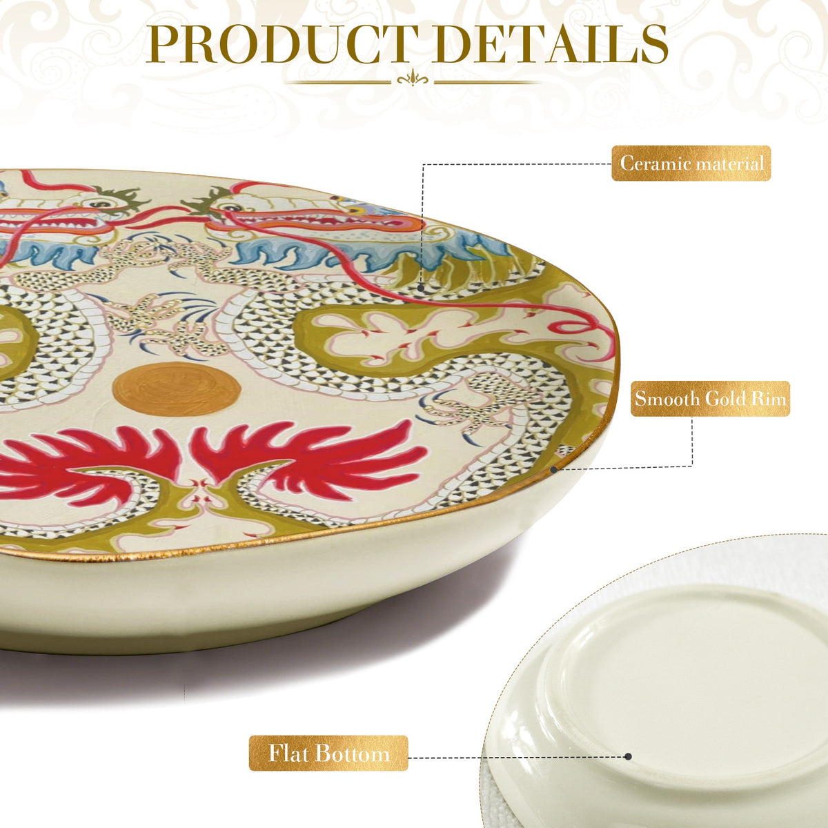 DRAGON RED AND GREEN Wavy Round Jewelry Dish