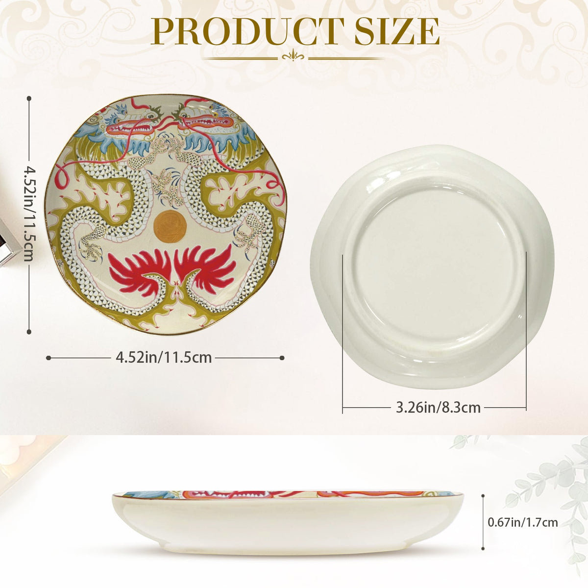 DRAGON RED AND GREEN Wavy Round Jewelry Dish